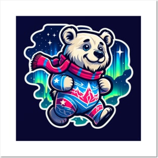 Cute Polar Bear - Nothern Lights Mascot Bear Posters and Art